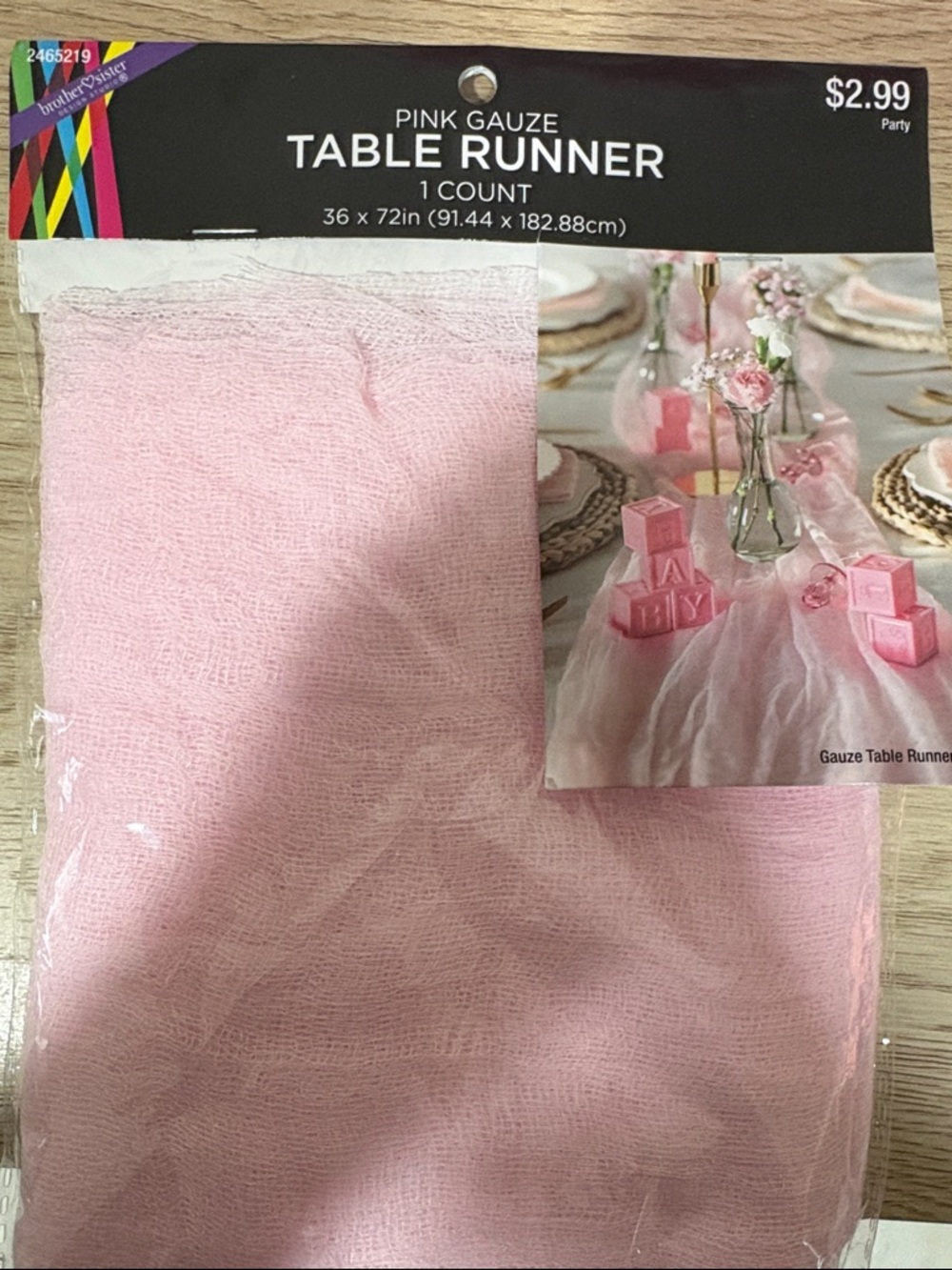 7 super light Pink Gauze Table Runner - Soft Light Pink